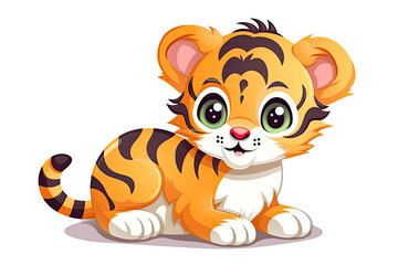 Obraz na płótnie Canvas Baby Tiger Sticker On Isolated Transparent Background, Png, Logo. Generative AI 