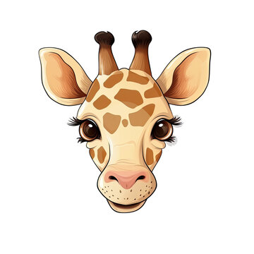 Baby Giraffe Face Sticker On Isolated Transparent Background, Png, Logo. Generative AI 