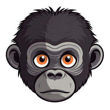 Baby Gorilla Face Sticker On Isolated Transparent Background, Png, Logo. Generative AI 