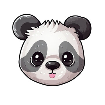 Baby Panda Face Sticker On Isolated Transparent Background, Png, Logo. Generative AI 