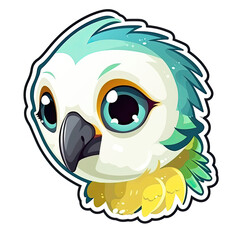 Baby Parrot Face Bird Sticker On Isolated Transparent Background, Png, Logo. Generative AI 