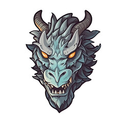 Dragon Face Sticker On Isolated Transparent Background, Png, Logo. Generative AI 