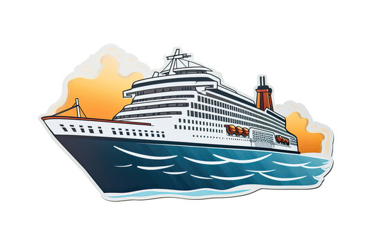 Cruise Ship Sticker On Isolated Transparent Background, Png, Logo. Generative AI 