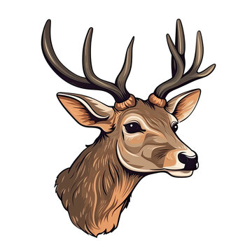 Deer Face Sticker On Isolated Transparent Background, Png, Logo. Generative AI 