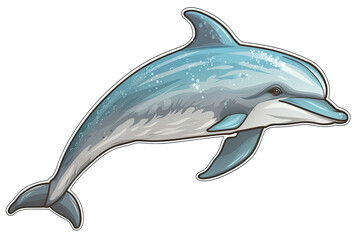 Dolphin Sticker On Isolated Transparent Background, Png, Logo. Generative AI 