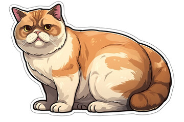 Exotic Shorthair Cat Sticker On Isolated Transparent Background, Png, Logo. Generative AI 
