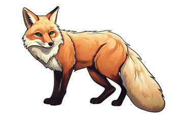 Fox Sticker On Isolated Transparent Background, Png, Logo. Generative AI 