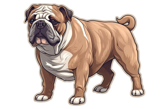 Bulldog Dog Sticker On Isolated Transparent Background, Png, Logo. Generative AI 