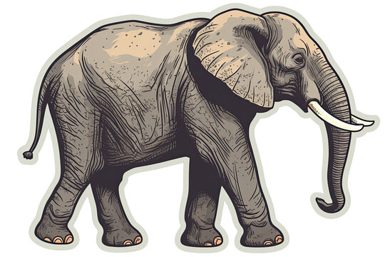 Elephant Sticker On Isolated Transparent Background, Png, Logo. Generative AI 