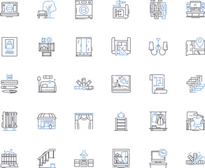 Event planning line icons collection. Planning, Logistics, Venue, Catering, Design, Budget, Entertainment vector and linear illustration. Marketing,Promotion,Decor outline signs set