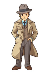 The Detective Sticker On Isolated Tansparent Background, Png, Logo. Generative AI
