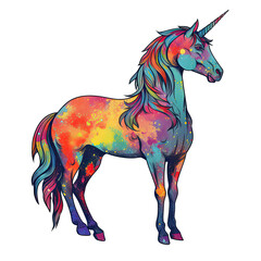 Obraz na płótnie Canvas Unicorn Sticker On Isolated Tansparent Background, Png, Logo. Generative AI