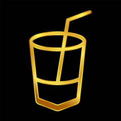 water glass icon in gold colored