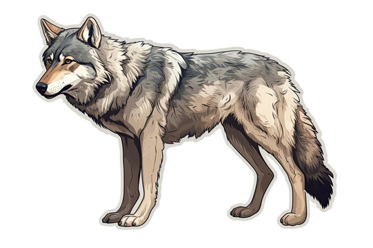 Wolf Sticker On Isolated Tansparent Background, Png, Logo. Generative AI