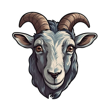 Goat Face Sticker On Isolated Tansparent Background, Png, Logo. Generative AI
