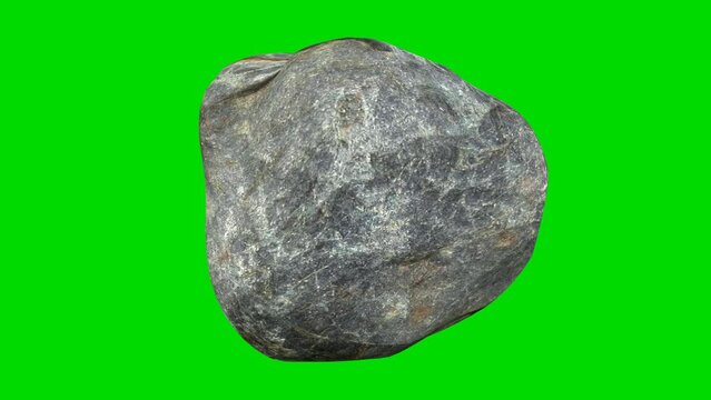 Animated 3d stones on a green background. Stone throwing video effects. 3d rendering. 4k