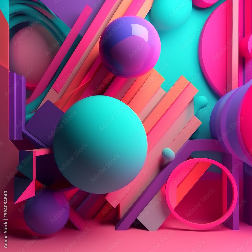 Poster abstract geometric shapes generative ai