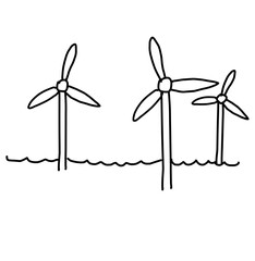 Offshore windpark mit vielen Windr&auml;dern f&uuml;r Stromerzeugung