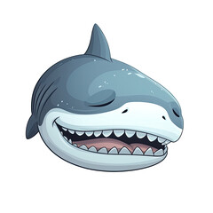 Eyes Closed Shark Face Sticker On Isolated Transparent Background, Png, Logo. Generative AI