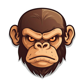 Angry Monkey Face Sticker On Isolated Transparent Background, Png, Logo. Generative AI