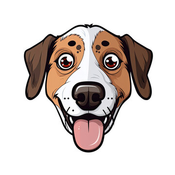 Eyes And Mouth Wide Open Dog Face Sticker On Isolated Transparent Background, Png, Logo. Generative AI
