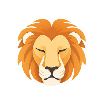Eyes Closed Lion Face Sticker On Isolated Transparent Background, Png, Logo. Generative AI