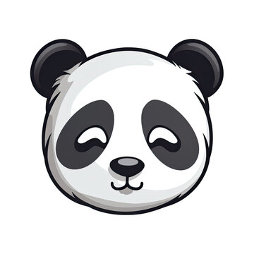 Eyes Closed Panda Face Sticker On Isolated Transparent Background, Png, Logo. Generative AI