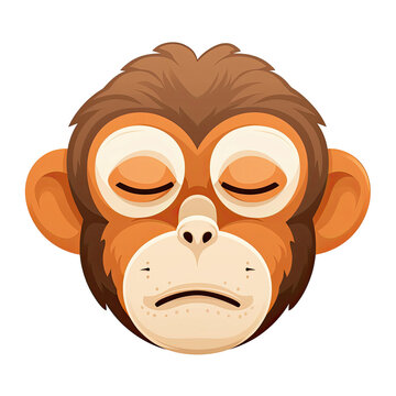 Eyes Closed Monkey Face Sticker On Isolated Transparent Background, Png, Logo. Generative AI