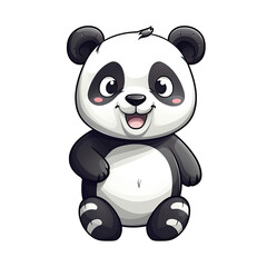 Happy Panda Sticker On Isolated Transparent Background, Png, Logo. Generative AI