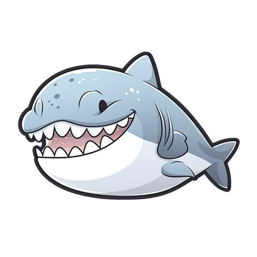 Eyes Closed Shark Sticker On Isolated Transparent Background, Png, Logo. Generative AI