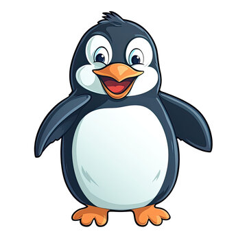 Happy Penguin Sticker On Isolated Transparent Background, Png, Logo. Generative AI