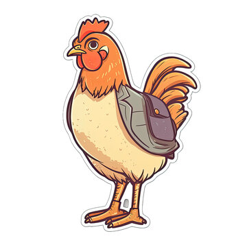 Interest Chicken Sticker On Isolated Transparent Background, Png, Logo. Generative AI