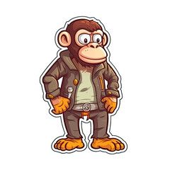 Puzzled Monkey Sticker On Isolated Transparent Background, Png, Logo. Generative AI