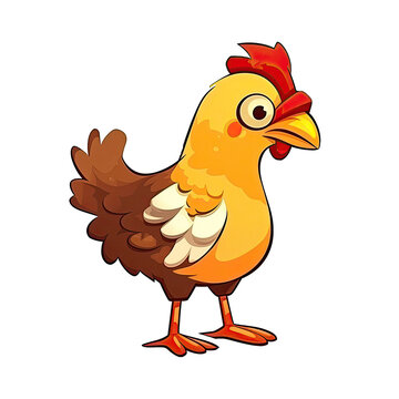 Puzzled Chicken Sticker On Isolated Transparent Background, Png, Logo. Generative AI