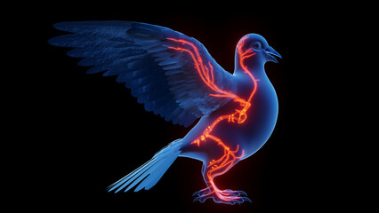 Obraz premium 3d illustration of a pigeon's cardiovascular system