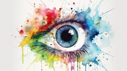 Watercolor eye illustration. Generative AI
