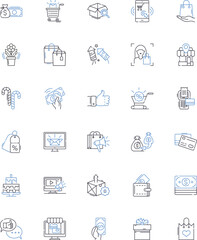 Fototapeta premium Buyer line icons collection. Customer, Shopper, Prospect, Purchaser, Consumer, Patron, Client vector and linear illustration. Investor,Bargain-hunter,Buyer persona outline signs set