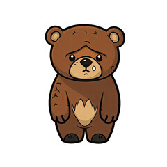 Obraz na płótnie Canvas Sad Bear Face Sticker On Isolated Transparent Background, Png, Logo. Generative AI