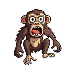 Scared Monkey Sticker On Isolated Transparent Background, Png, Logo. Generative AI