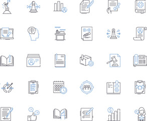 Financial accounting line icons collection. Balance, Audit, Transaction, Asset, Liability, Revenue, Expense vector and linear illustration. Profit,Loss,Depreciation outline signs set