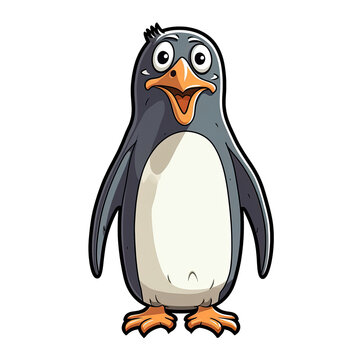 Shocked Penguin Sticker On Isolated Transparent Background, Png, Logo. Generative AI