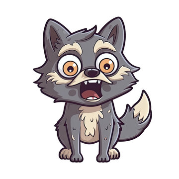 Shocked Wolf Sticker On Isolated Transparent Background, Png, Logo. Generative AI