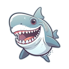 Smile Shark Sticker On Isolated Transparent Background, Png, Logo. Generative AI