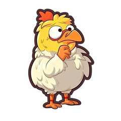 Thinks Chicken Sticker On Isolated Transparent Background, Png, Logo. Generative AI