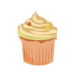 Sweet cupcake with cream image. Vector illustration design. For birthday cards, invitations. For birthday cards, invitations.