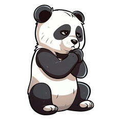 Thinks Panda Sticker On Isolated Tansparent Background, Png, Logo. Generative AI