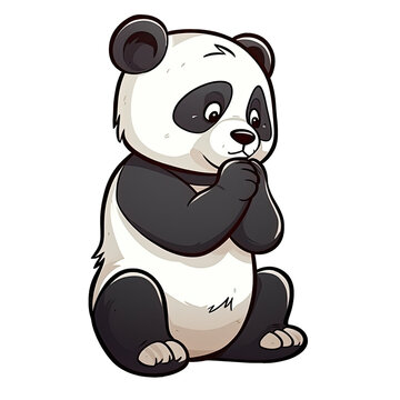 Thinks Panda Sticker On Isolated Transparent Background, Png, Logo. Generative AI