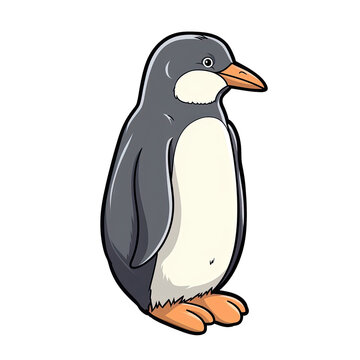 Thinks Penguin Sticker On Isolated Transparent Background, Png, Logo. Generative AI