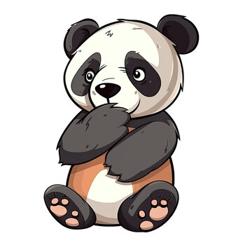 Thinks Panda Sticker On Isolated Transparent Background, Png, Logo. Generative AI
