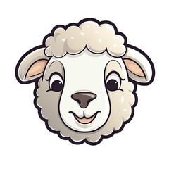 Happy Sheep Face Sticker On Isolated Tansparent Background, Png, Logo. Generative AI